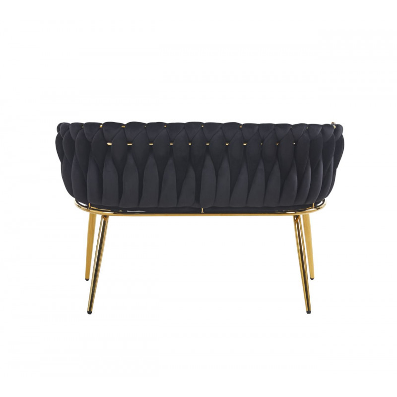 Canapé MAEVA en velours noir – Pieds dorés | Golddeco