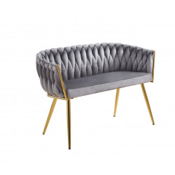 Canapé MAEVA en velours gris – Pieds dorés