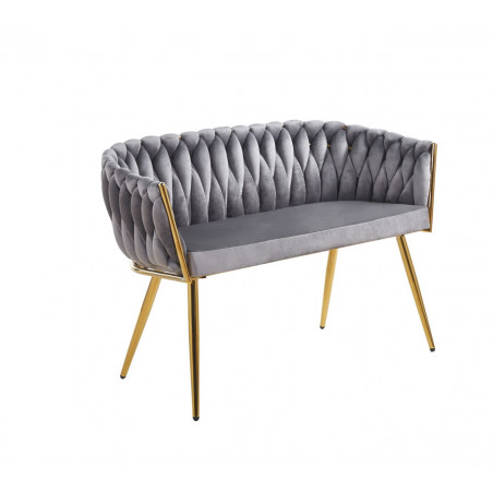 Canapé MAEVA en velours gris – Pieds dorés | Golddeco