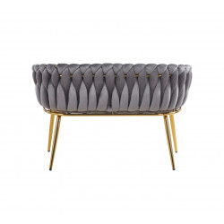 Canapé MAEVA en velours gris – Pieds dorés | Golddeco