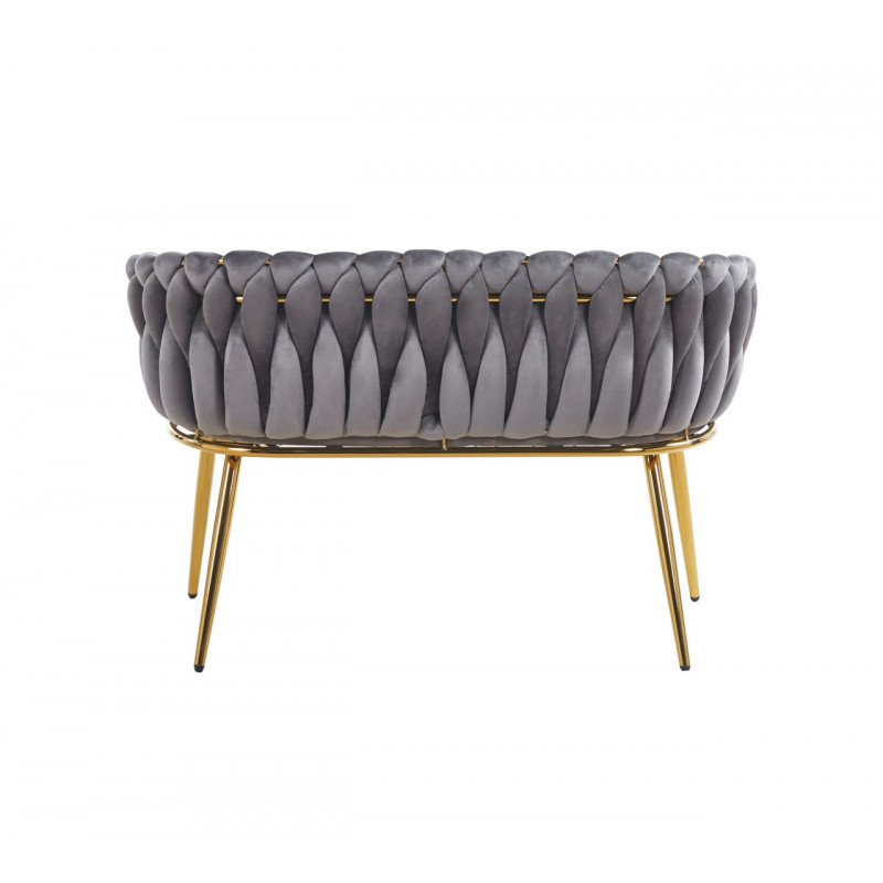 Canapé MAEVA en velours gris – Pieds dorés | Golddeco