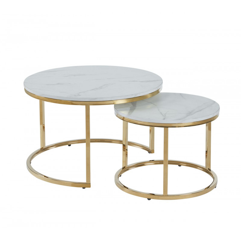 Tables Gigognes Marbre Blanc & Or – Set Design Chic | Golddeco