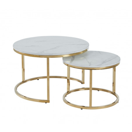 Tables Gigognes Marbre Blanc & Or – Set Design Chic | Golddeco