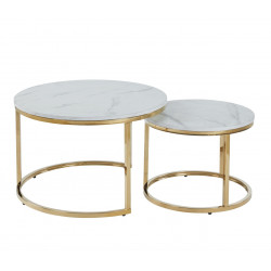 Tables Gigognes Marbre Blanc & Or – Set Design Chic | Golddeco