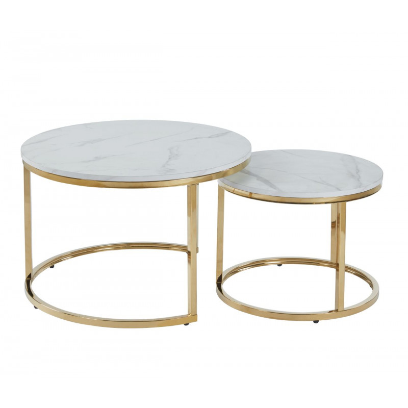 Tables Gigognes Marbre Blanc & Or – Set Design Chic | Golddeco