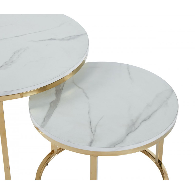 Tables Gigognes Marbre Blanc & Or – Set Design Chic | Golddeco