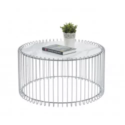 Table Basse Filaire Marbre Blanc & Argent – Design Chic | Golddeco