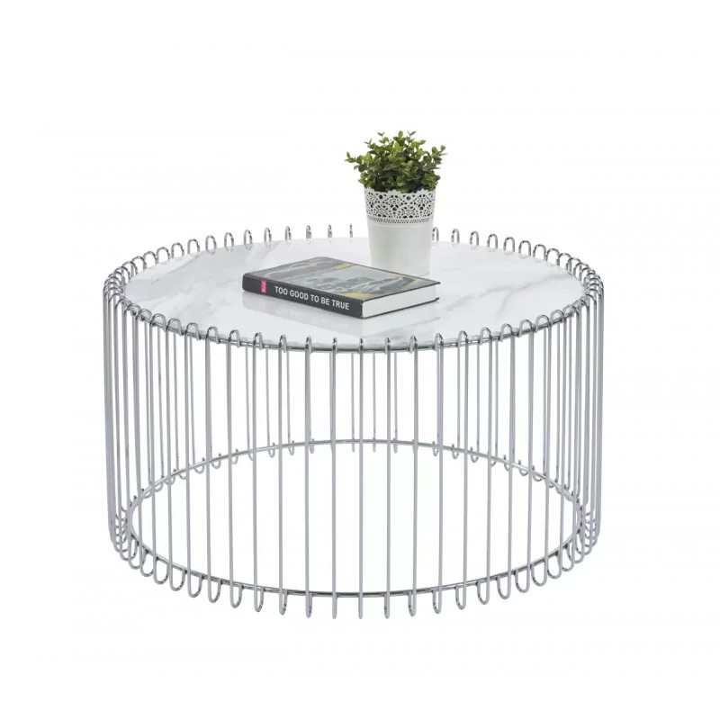 Table Basse Filaire Marbre Blanc & Argent – Design Chic | Golddeco