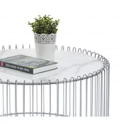 Table Basse Filaire Marbre Blanc & Argent – Design Chic | Golddeco