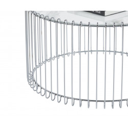 Table Basse Filaire Marbre Blanc & Argent – Design Chic | Golddeco