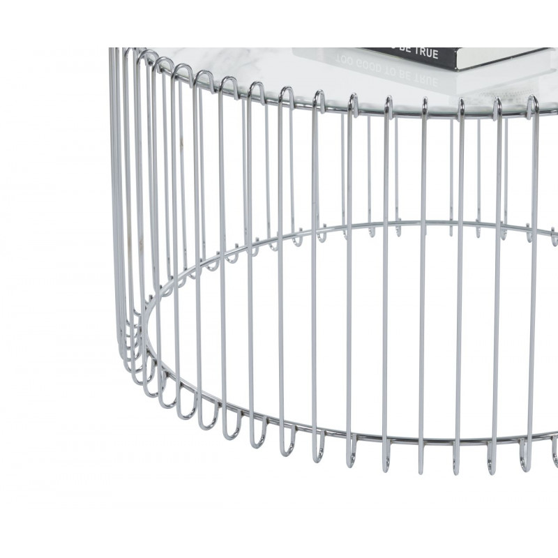 Table Basse Filaire Marbre Blanc & Argent – Design Chic | Golddeco