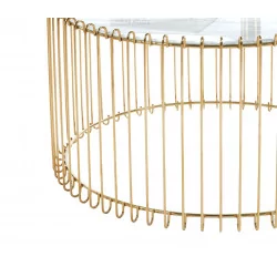 Table Basse Filaire Marbre Blanc & Or – Élégance Moderne | Golddeco