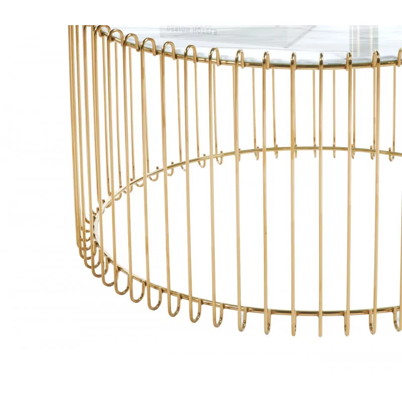 Table Basse Filaire Marbre Blanc & Or – Élégance Moderne | Golddeco