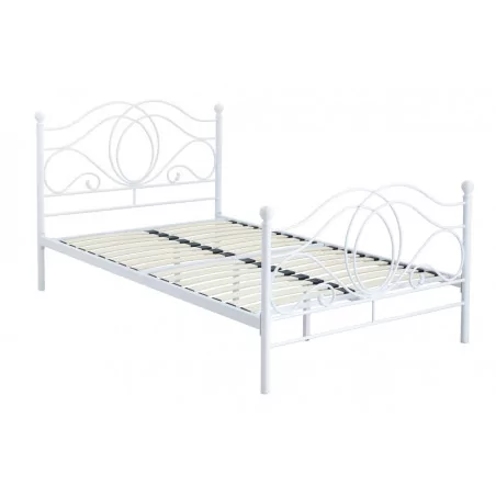 Lit en métal 120x200 blanc – design élégant et robuste | Golddeco