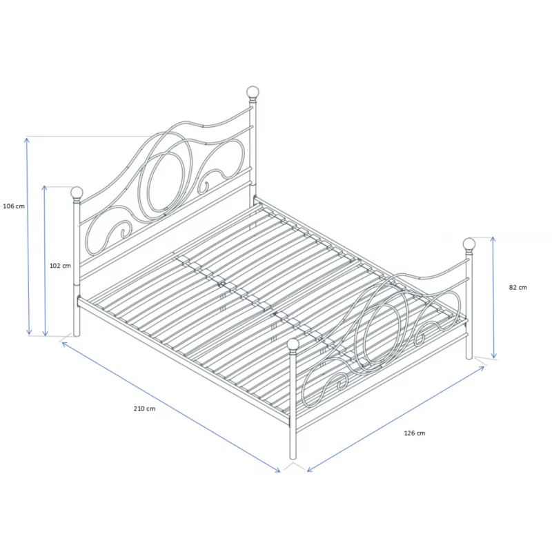 Lit en métal 120x200 blanc – design élégant et robuste | Golddeco