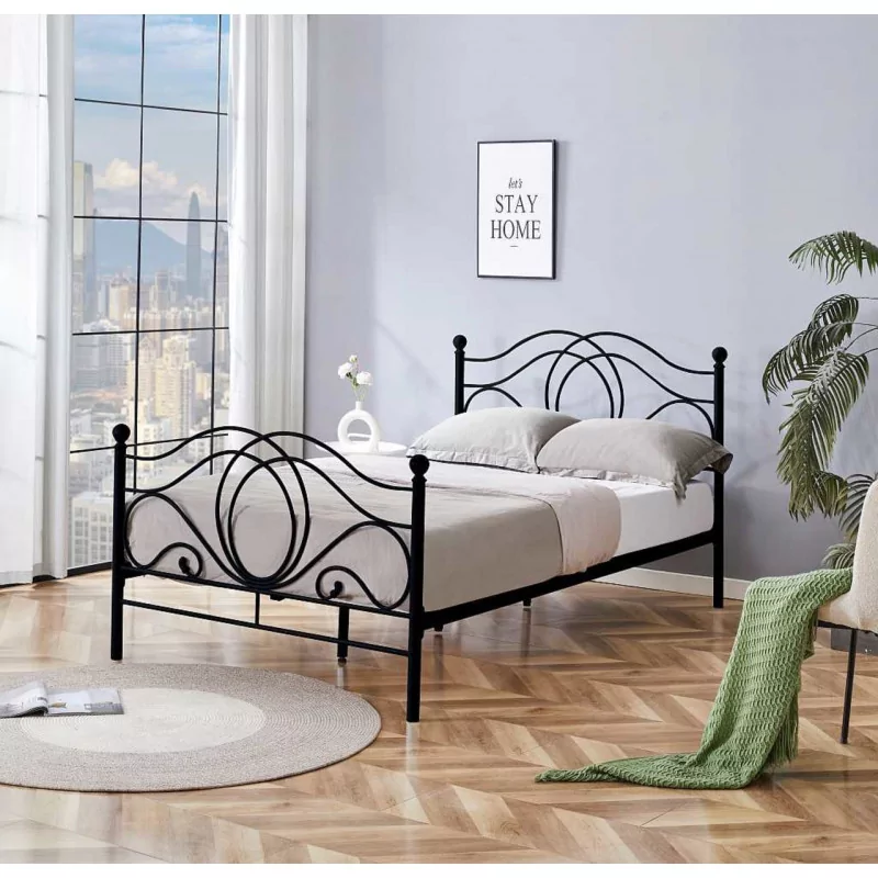 Lit en métal 120x200 noir – design élégant et robuste | Golddeco