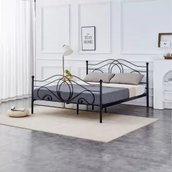 Lit en métal 160x200 noir – cadre décoratif et robuste | Golddeco