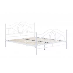 Lit en métal 160x200 blanc – cadre décoratif et robuste | Golddeco