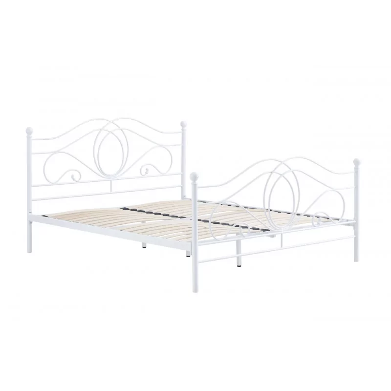 Lit en métal 160x200 blanc – cadre décoratif et robuste | Golddeco