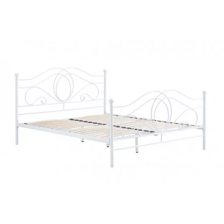 Lit en métal 160x200 blanc – cadre décoratif et robuste | Golddeco