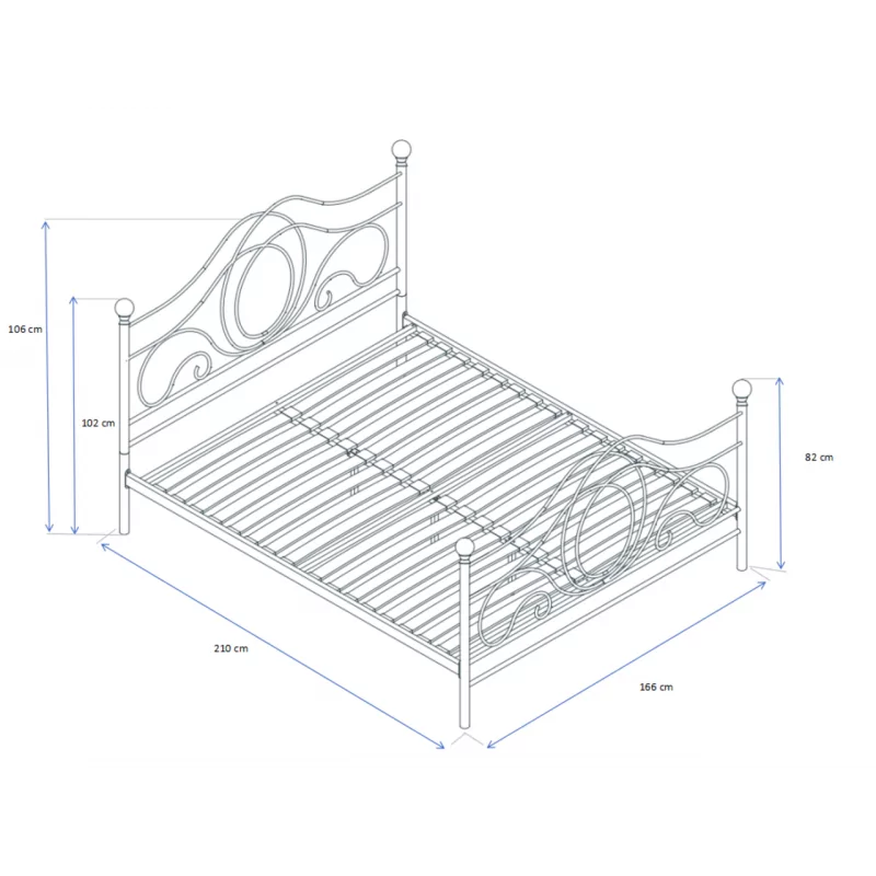 Lit en métal 160x200 blanc – cadre décoratif et robuste | Golddeco