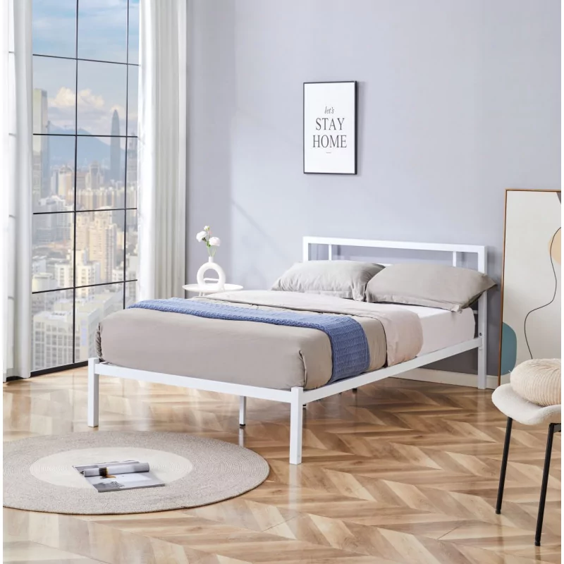 Lit en métal 120x200 blanc – cadre moderne et robuste | Golddeco