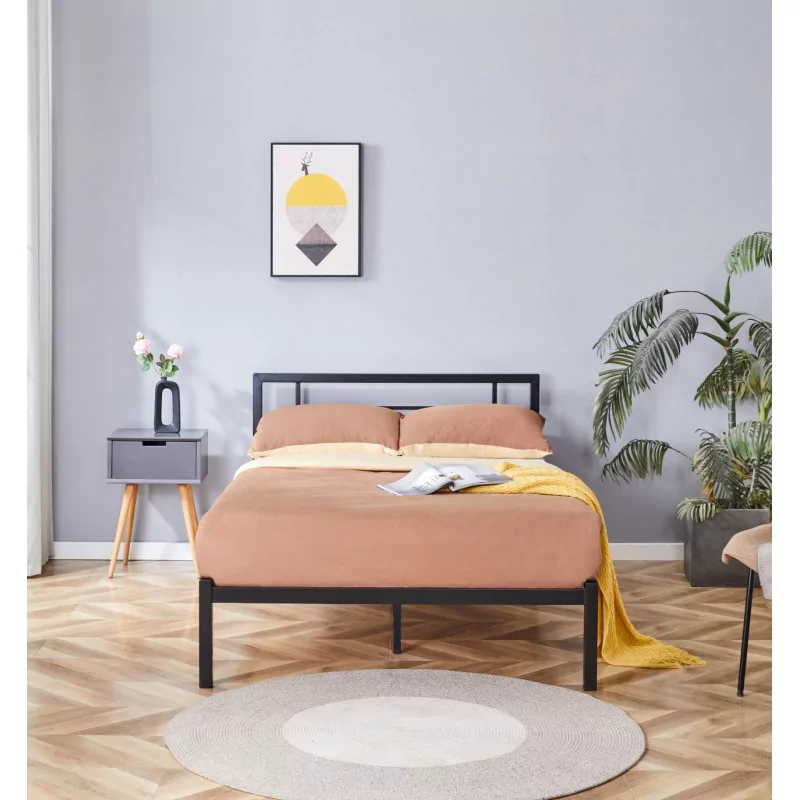 Lit en métal 120x200 noir – design moderne et robuste | Golddeco