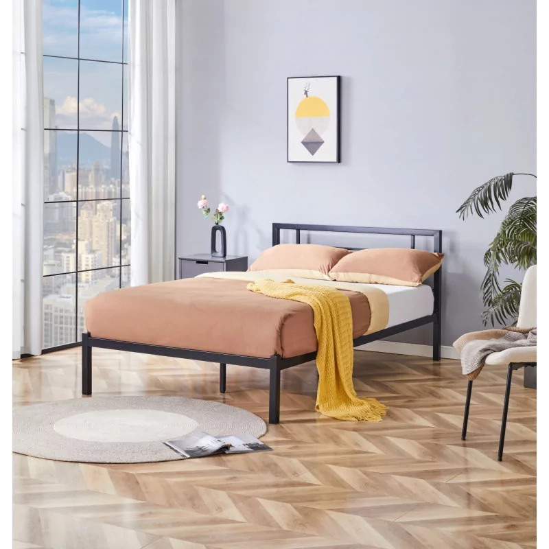Lit en métal 120x200 noir – design moderne et robuste | Golddeco
