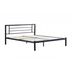 Lit en métal 160x200 – Structure noire design avec sommier à lattes