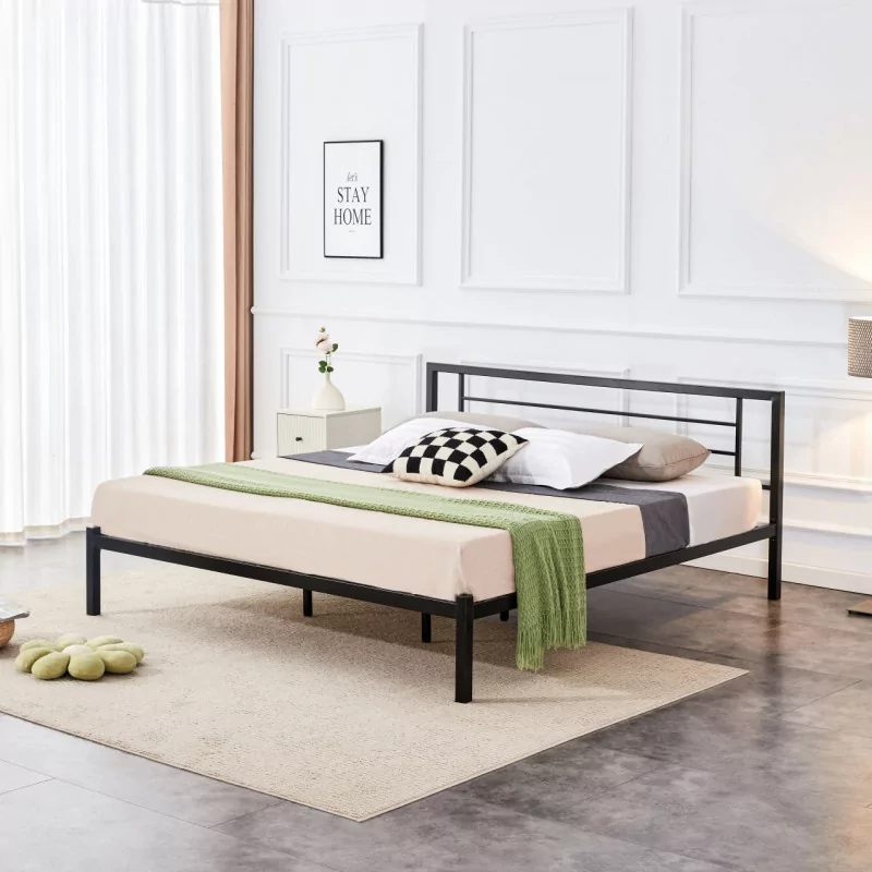 Lit en métal 160x200 noir – design moderne et structure robuste | Golddeco