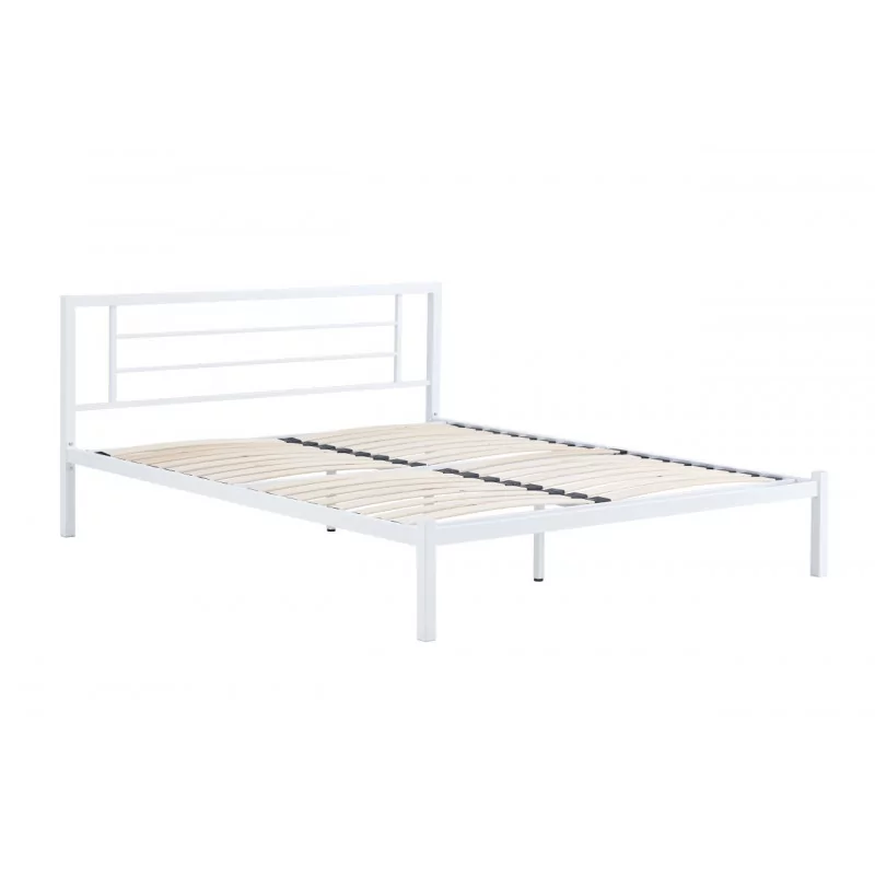 Lit en métal 160x200 blanc – cadre moderne et robuste | Golddeco