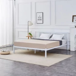 Lit en métal 160x200 blanc – cadre moderne et robuste | Golddeco