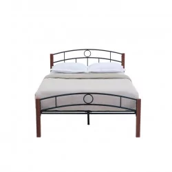 Lit en métal 120x200 noir et bois – design moderne et robuste | Golddeco