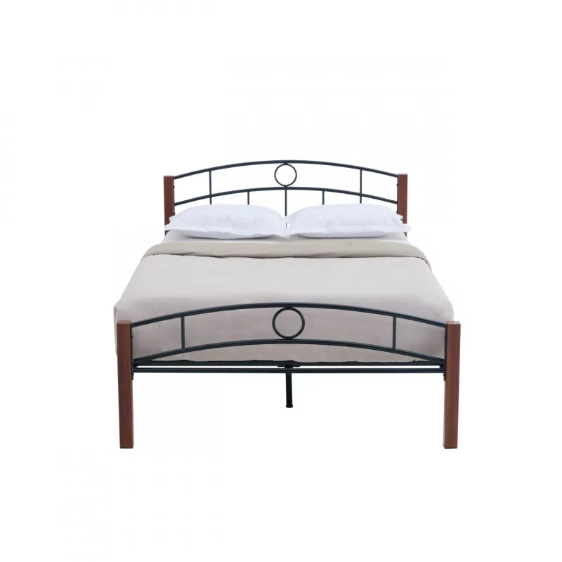 Lit en métal 120x200 noir et bois – design moderne et robuste | Golddeco