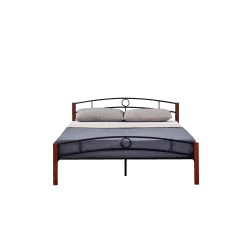 Lit en métal 160x200 noir et bois – structure design robuste | Golddeco