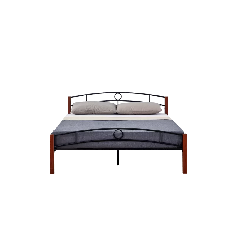 Lit en métal 160x200 noir et bois – structure design robuste | Golddeco