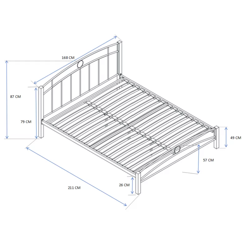 Lit en métal 160x200 noir et bois – structure design robuste | Golddeco