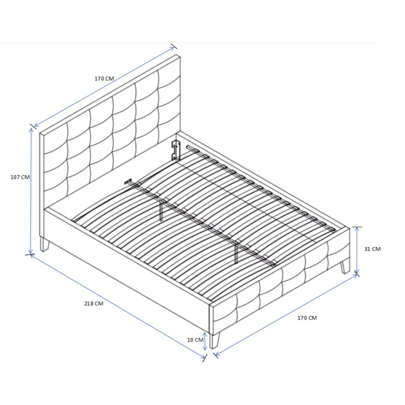 Lit rembourré 160x200 en velours gris – tête de lit capitonnée design | Golddeco