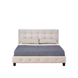 Lit capitonné 160x200 velours beige – design élégant et confort premium | Golddeco