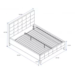 Lit capitonné 120x200 en velours beige – tête de lit rembourrée élégante | Golddeco