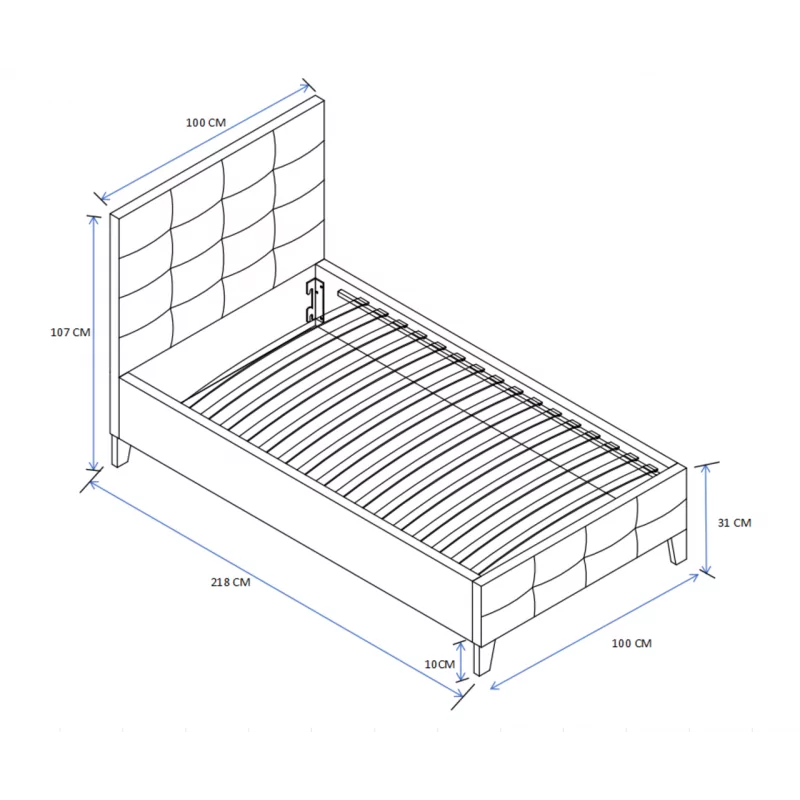 Lit capitonné 90x200 en velours beige – design raffiné et confort absolu | Golddeco