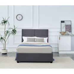 Lit rembourré 120x200 en velours gris – design moderne avec tiroir de rangement | Golddeco