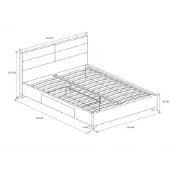 Lit rembourré 120x200 en velours gris – design moderne avec tiroir de rangement | Golddeco