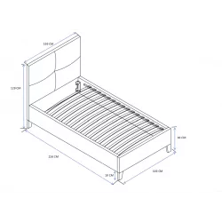 Lit rembourré 90x200 en velours gris – design moderne et tête de lit matelassée | Golddeco