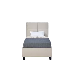 Lit capitonné 90x200 en velours beige – design élégant et confort haut de gamme | Golddeco