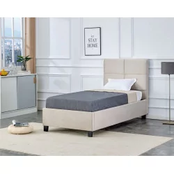 Lit capitonné 90x200 en velours beige – design élégant et confort haut de gamme | Golddeco