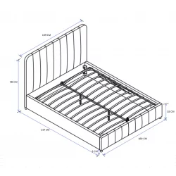 Lit capitonné 160x200 en velours beige – coffre de rangement à vérins | Golddeco