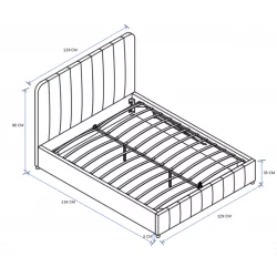 Lit rembourré 120x200 en velours gris – coffre de rangement intégré | Golddeco