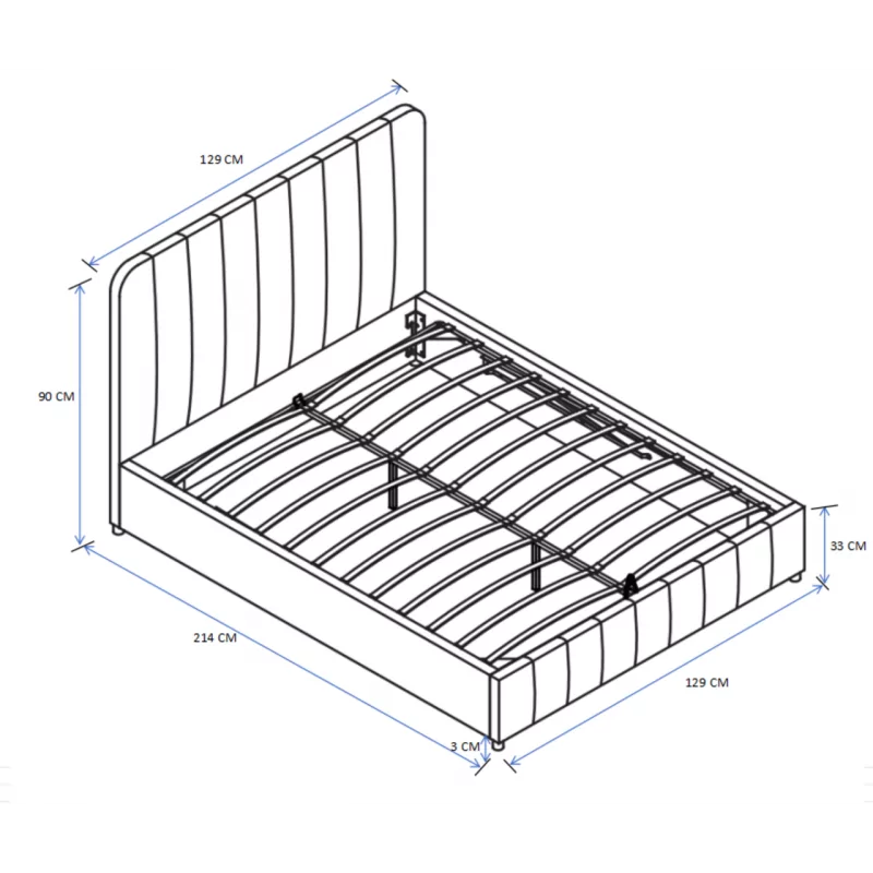 Lit capitonné 120x200 en velours beige – coffre de rangement intégré | Golddeco