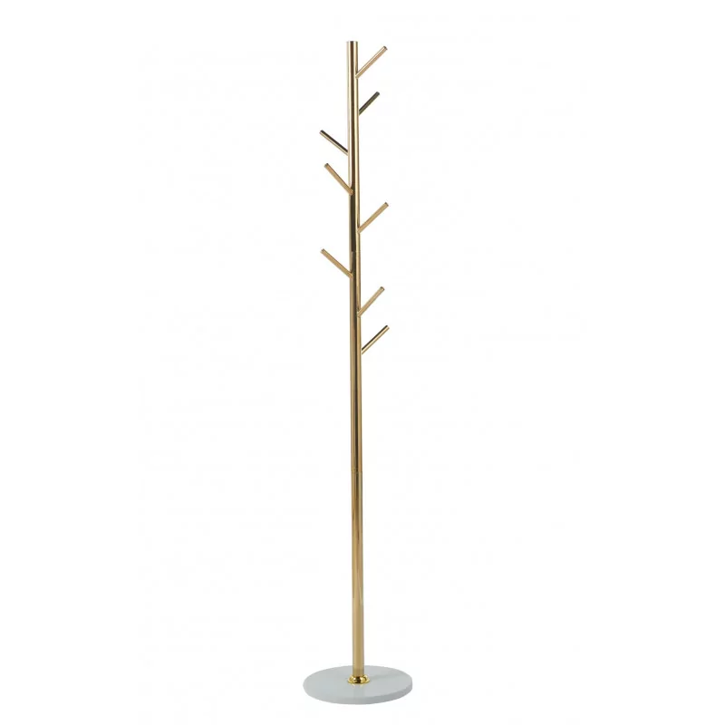 Porte-manteau design doré – Base aspect marbre blanc | Golddeco